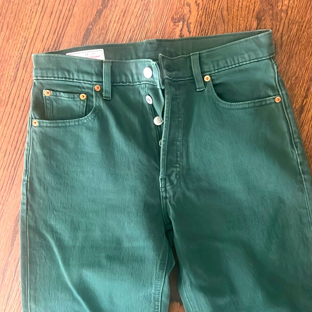GAP Cheeky Straight High Rise Green Denim Jeans … Size 28 / 6 Short